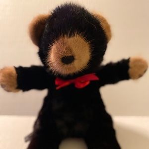 Rare / Preowned - 1980s Vintage Real Mink fur Teddy Bear w/ Red Bowtie